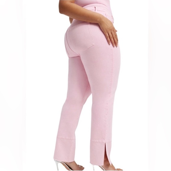 Good American Good Boy Straight Jeans Split Hem In MineralRoseQuar Pink Sz 6/28 - Picture 3 of 11
